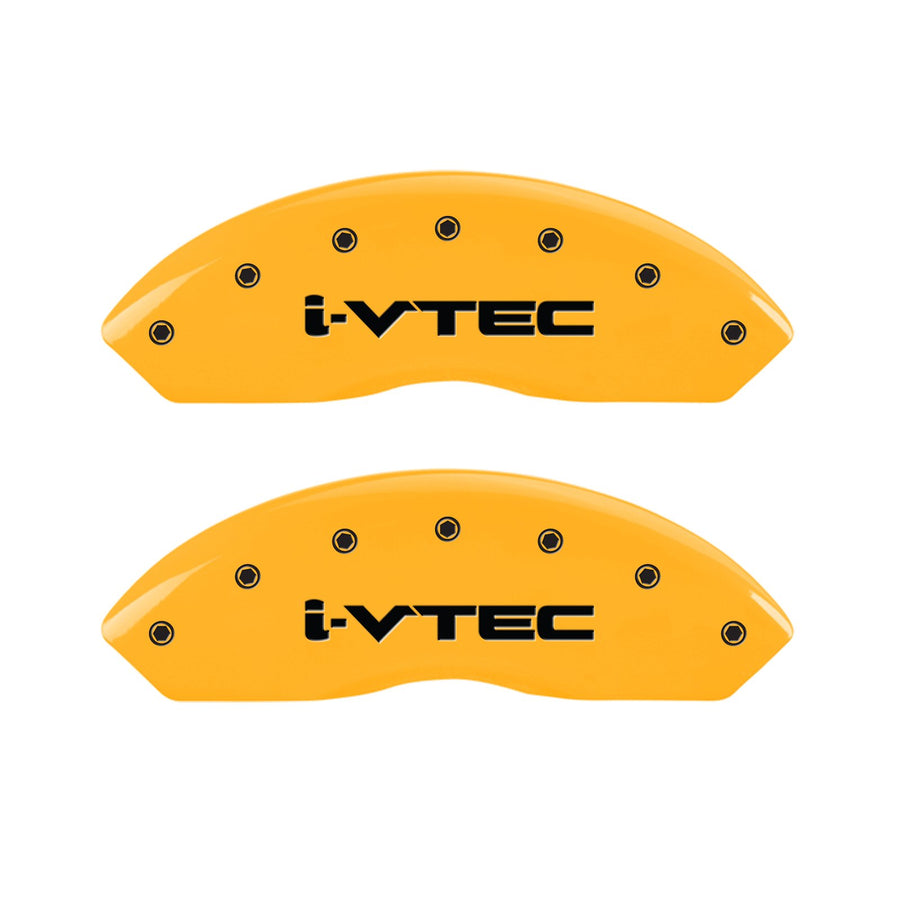 MGP Caliper Covers Yellow 20211SIVTYL Front and Rear Powder Coat Finish Black Character Caliper Cover, Set of 4 (I-VTEC)