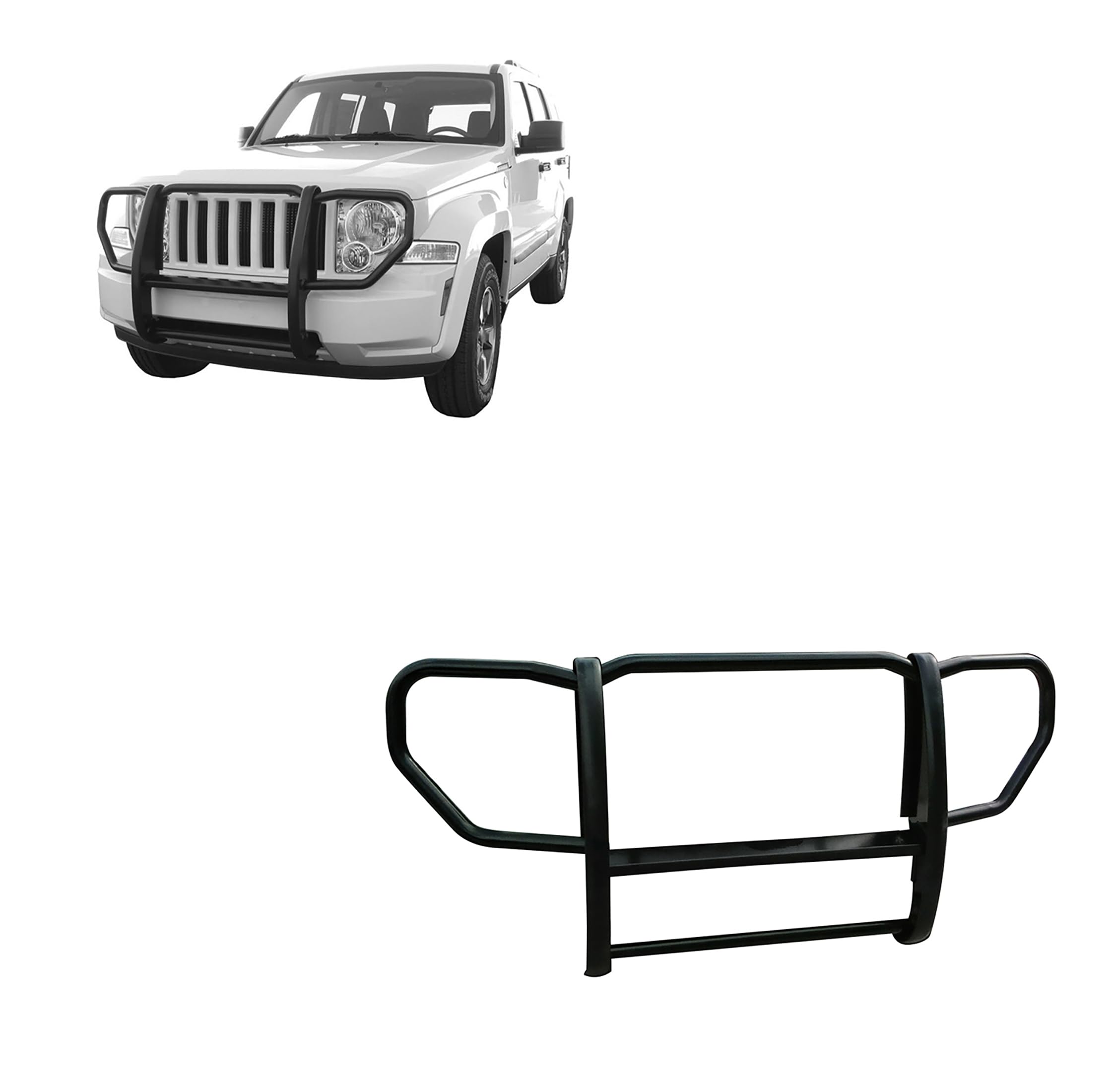 Bumper Guard Black Horse Grille brush 1-Piece Black Compatible with 2008-2012 Jeep Liberty-17A086400A