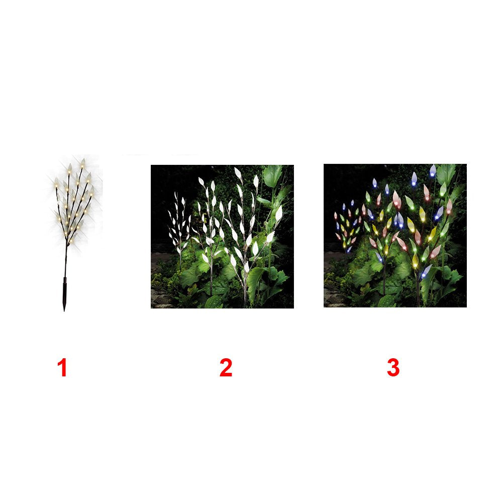 Durable Energy Saving Grass Simulation Leaf Branch Sun Outdoor Garden Light