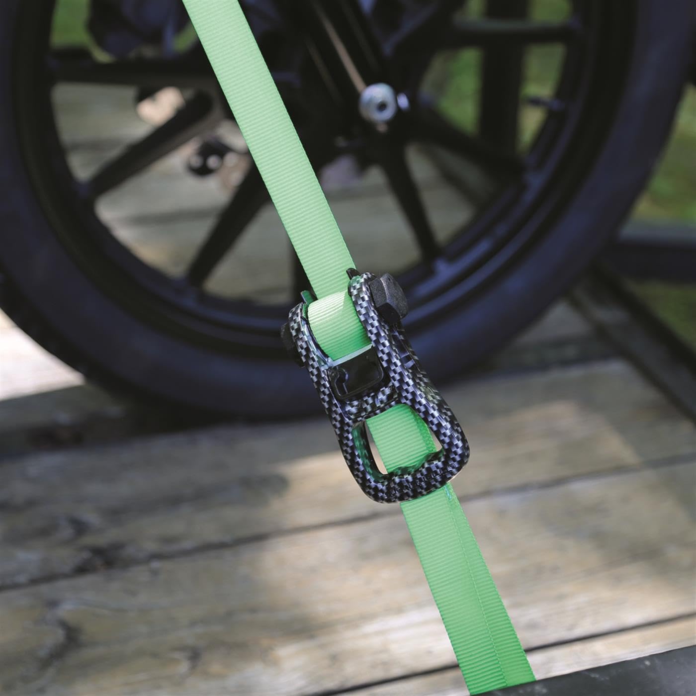 CarbonX SmartStrap Premium Ratchet Tie-Downs - 14ft.L, 4-Pack, 1,500-Lb. Breaking Strength, Green, Model Number 245