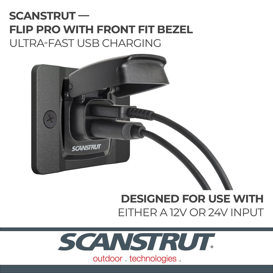 Scanstrut Dual USB Socket Fast Charge with Front fit Bezel