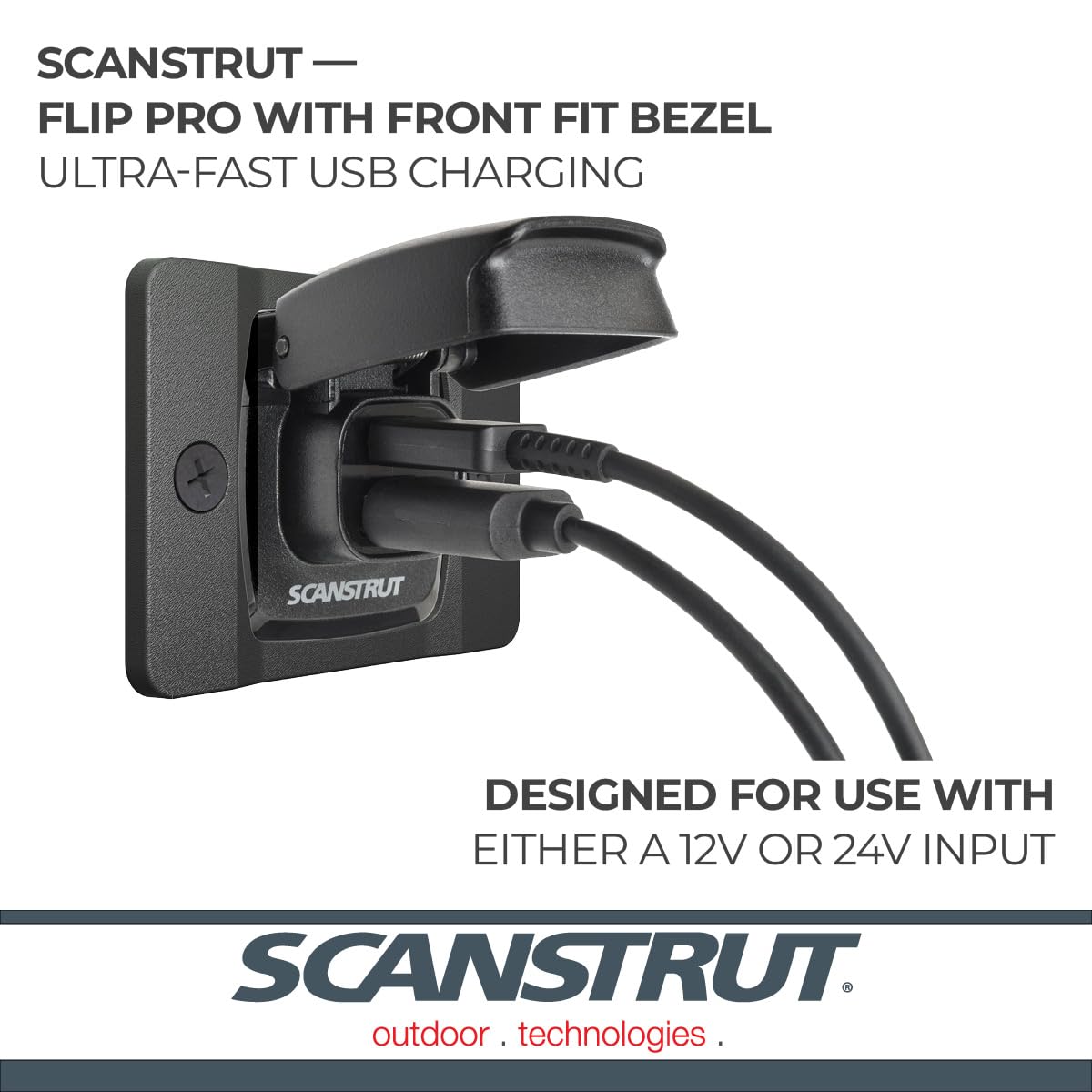 Scanstrut Dual USB Socket Fast Charge with Front fit Bezel
