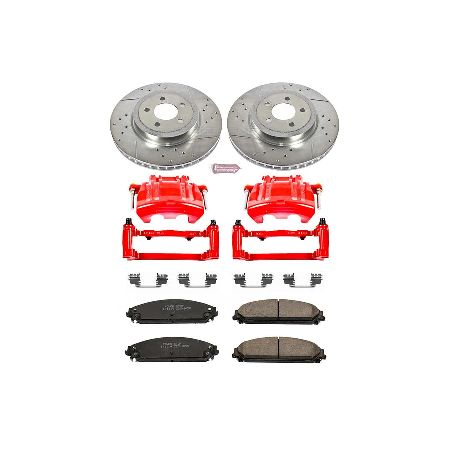 Power Stop 1-Click Performance Brake Kit KC2560A with Caliper For Chrysler 300 2012-2021, Dodge Challenger 2012-2021, Dodge Charger 2012-2020 [Model Specific]