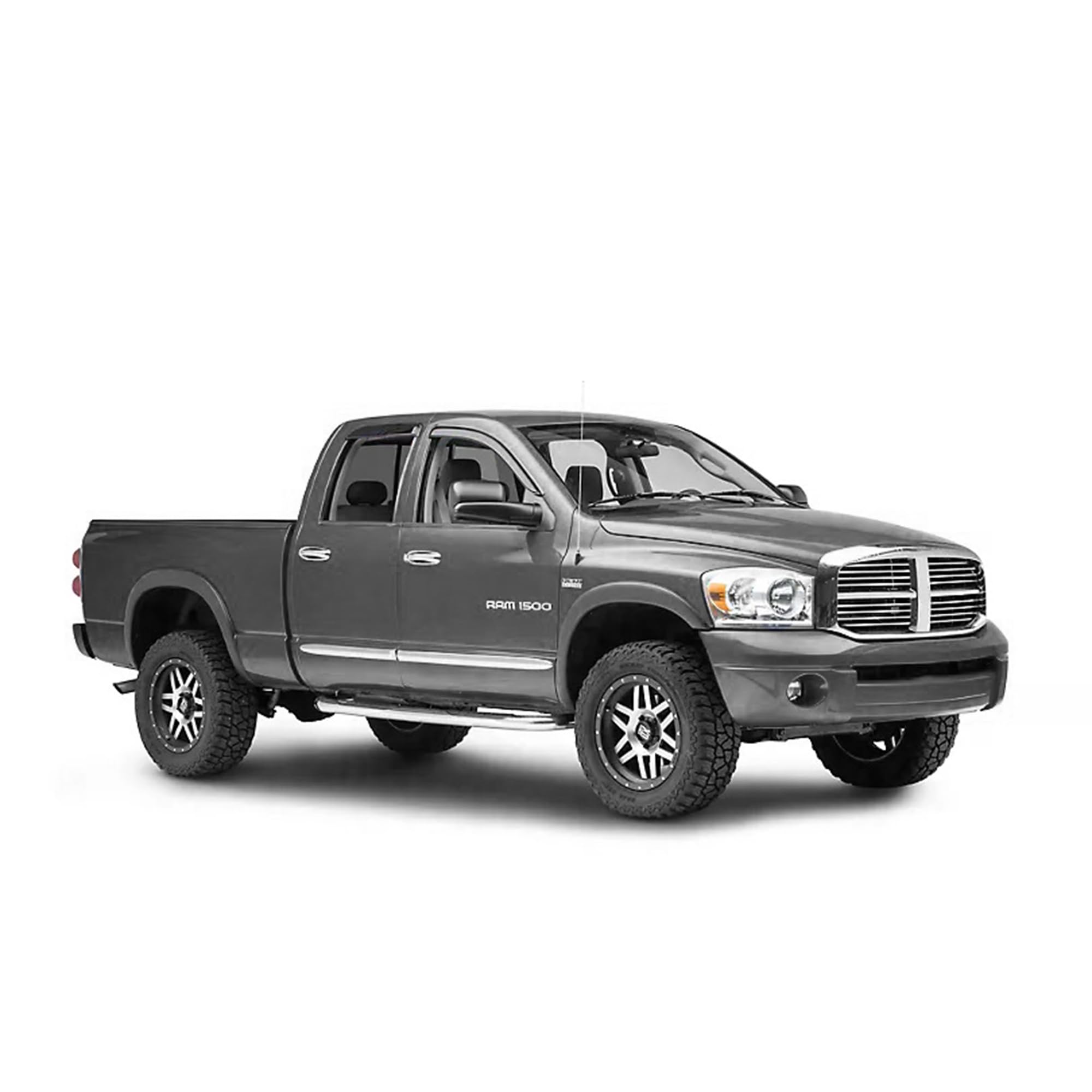 Off Road Black Horse [BHOR Tape On Rain Guards/Wind Deflectors Compatible with 2019-2024 Ram 1500 Quad Cab Smoke 4 PCs - 140542