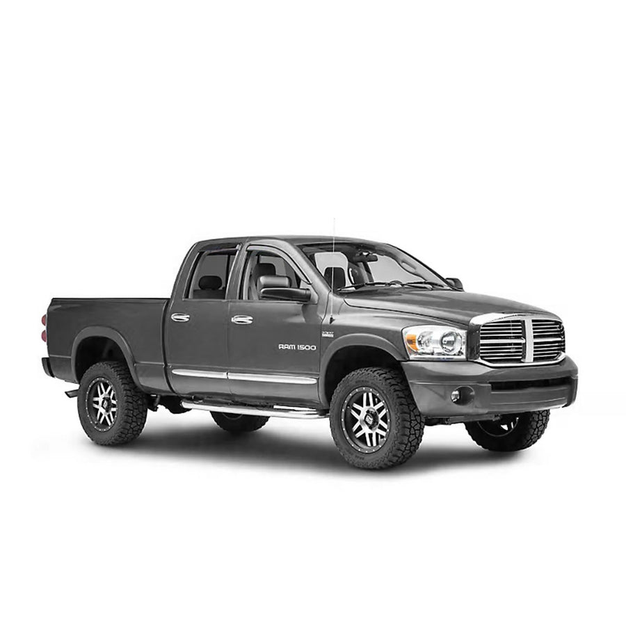 Off Road Black Horse [BHOR Tape On Rain Guards/Wind Deflectors Compatible with 2019-2024 Ram 1500 Quad Cab Smoke 4 PCs - 140542