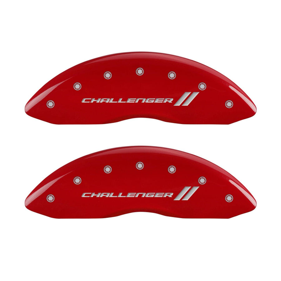 Challenger ll MGP Caliper Covers 12001SCL1RD Engraved Caliper Cover with Red Powder Coat Finish and Silver Characters, (Set of 4)