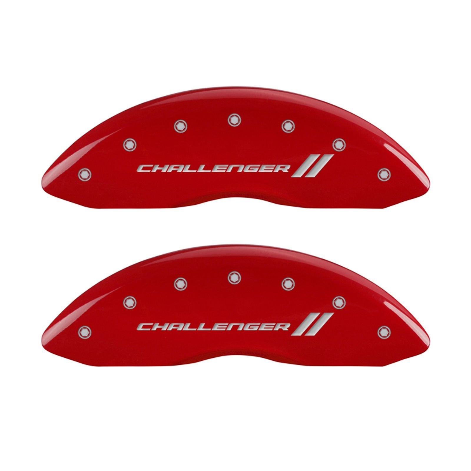 Challenger ll MGP Caliper Covers 12005SCL1RD Engraved Caliper Cover with Red Powder Coat Finish and Silver Characters, (Set of 4)