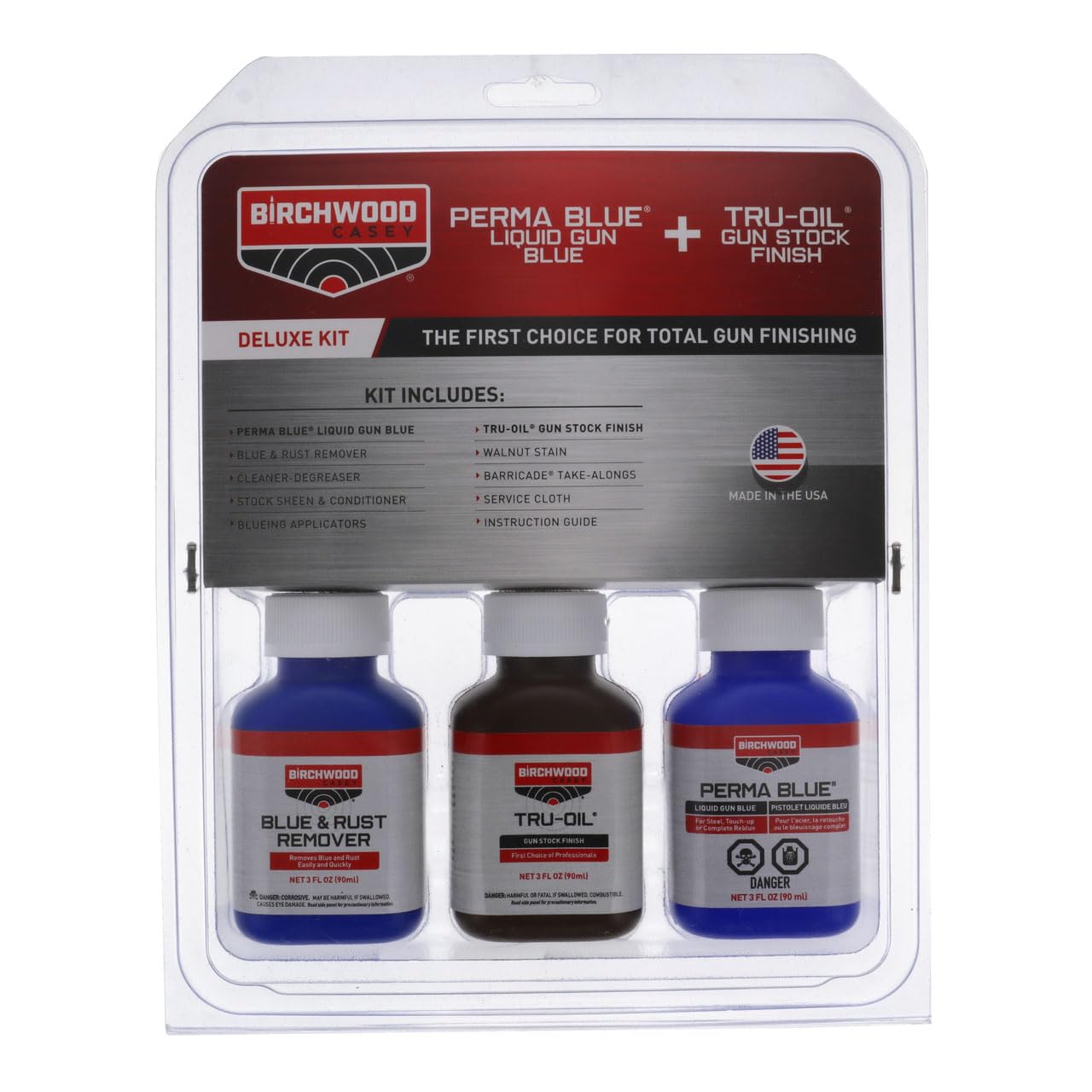 Birchwood Casey Deluxe Easy-to-Use Perma Blue & Tru-Oil Complete Finishing Kit for Gun Blueing and Stock Finishing