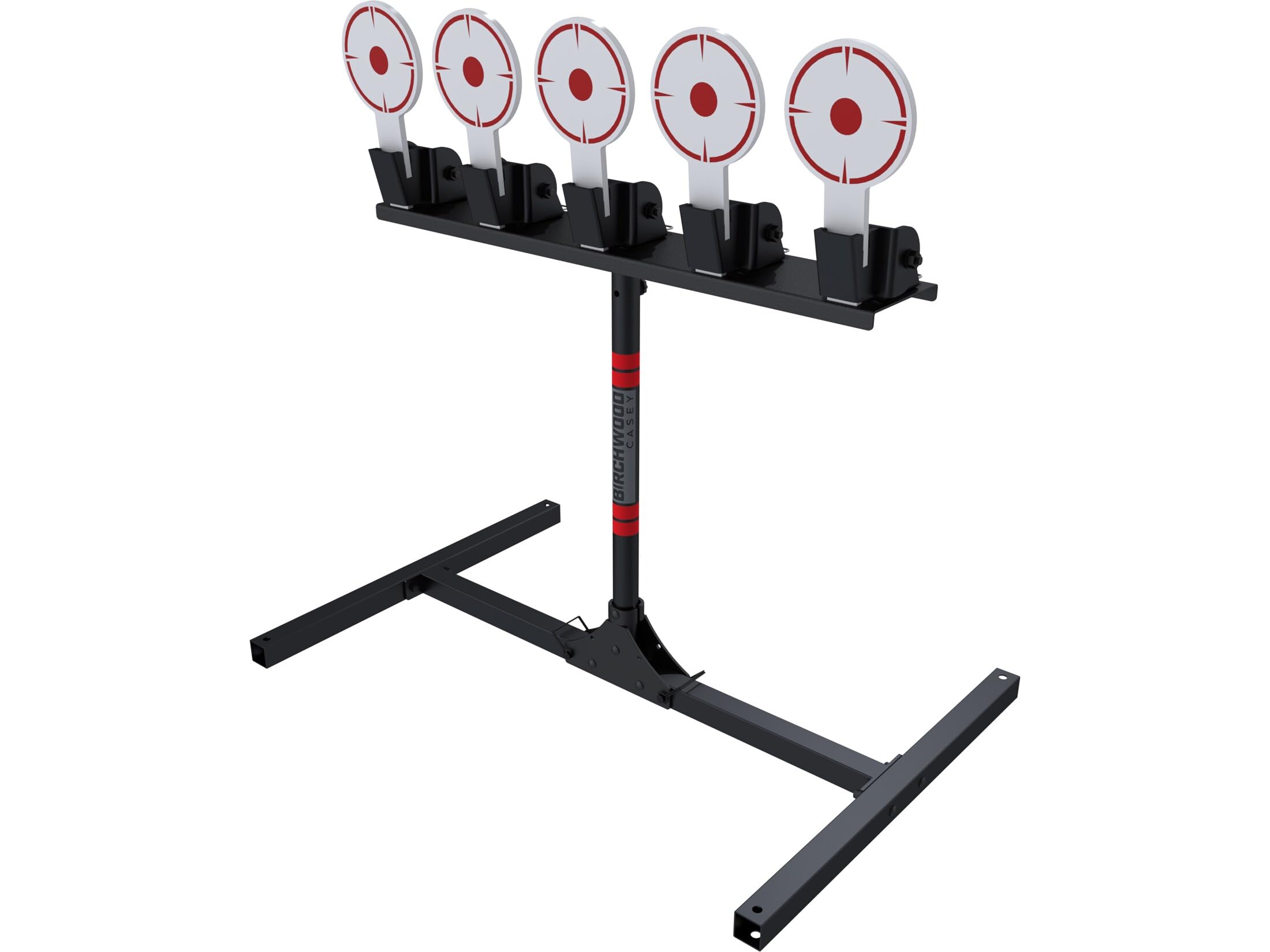5 Birchwood Casey Spring Loaded Self-Resetting 6" Diameter Targets with Plate Rack & Folding Target Stand - Durable Long-Lasting Metal Standing Target for Shooting