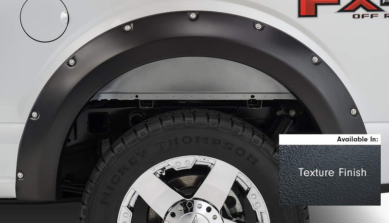 Pocket / Rivet Fender Flares Stampede Products | Ruff Riderz | Fits 2015 - 2017 Ford F-150, Black | 4 pcs., 8432-5