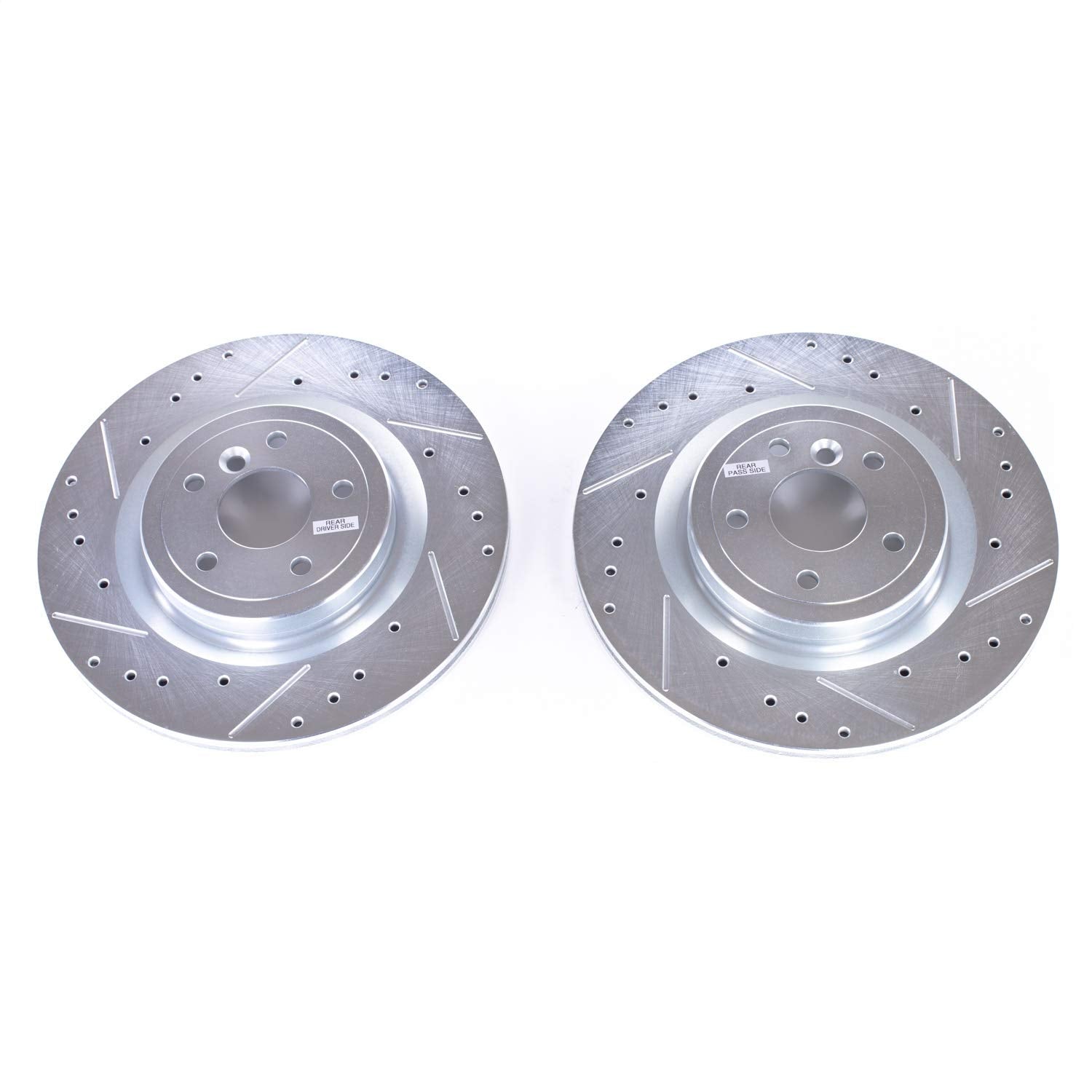 Power Stop Drilled and Slotted EBR1634XPR Rear Brake Rotor Pair For Jaguar XE 2016-2020, Jaguar XF 2016-2024 [Model Specific]