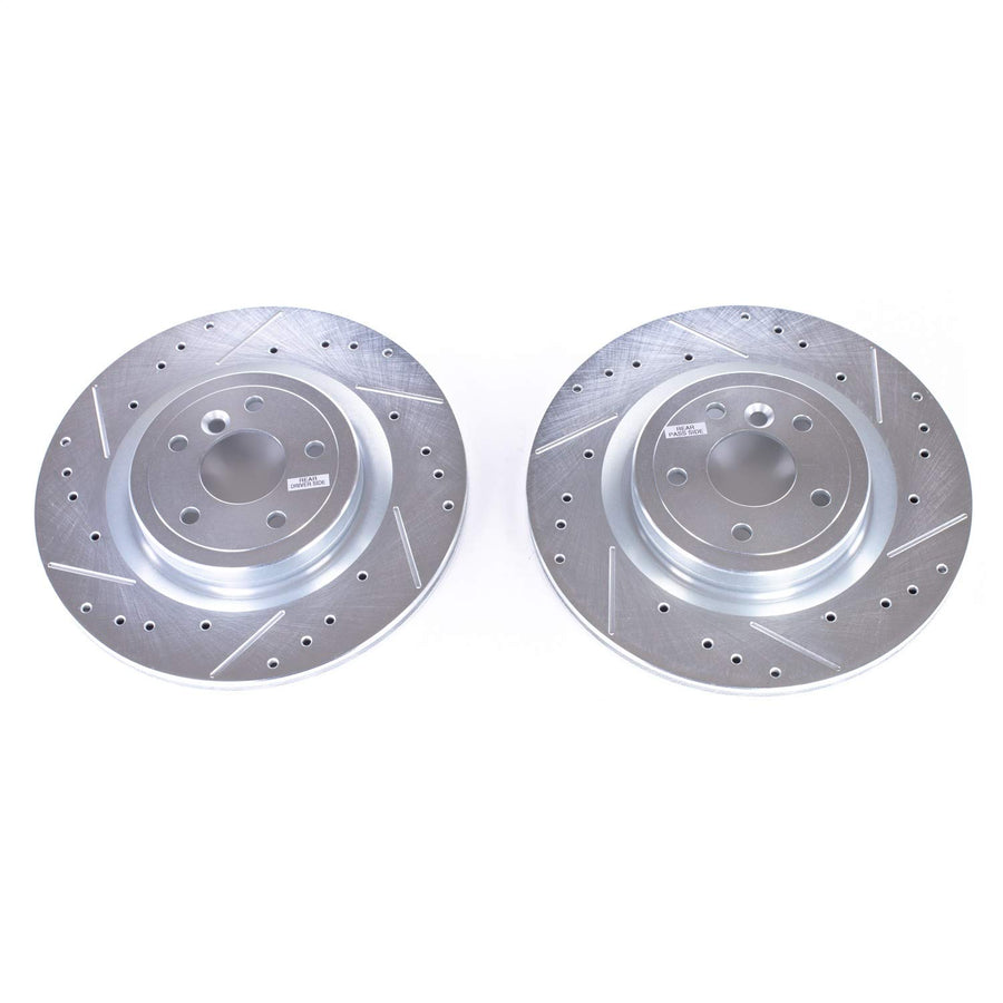 Power Stop Drilled and Slotted EBR1634XPR Rear Brake Rotor Pair For Jaguar XE 2016-2020, Jaguar XF 2016-2024 [Model Specific]