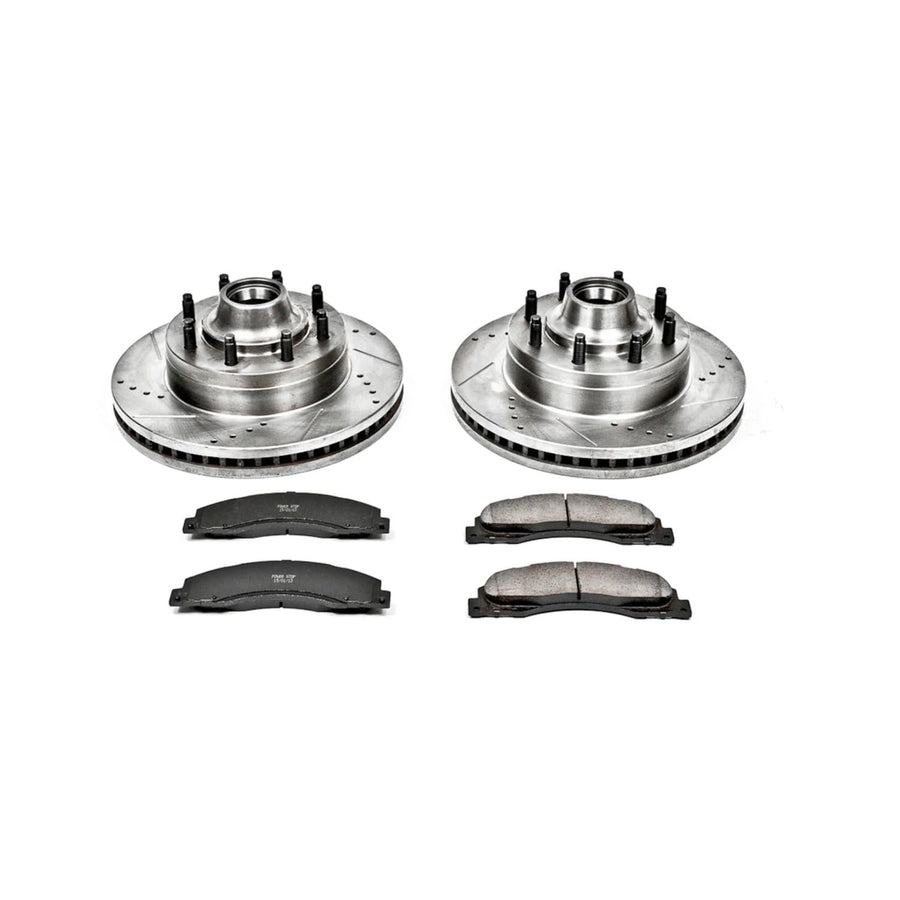 Power Stop K4716 Z23 Carbon Fiber Brake Pads with Drilled & Slotted Brake Rotors Kit For E-150, E-250, E-350 Super Duty, E-350 Super Duty, E-450 Super Duty [Model Specific]