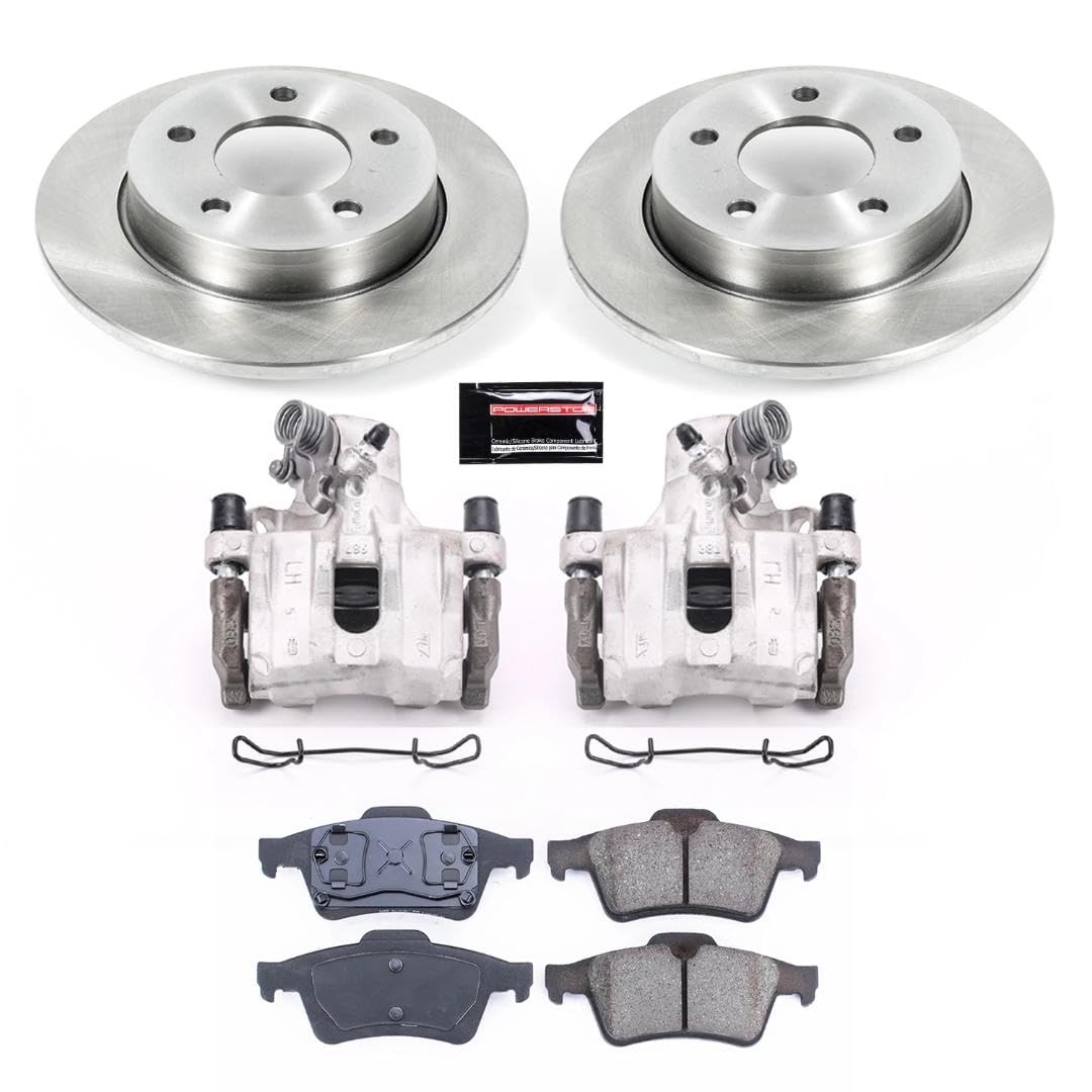Power Stop KCOE124 Replacement Autospeciality Rear Caliper Kit- OE Rotors, Ceramic Brake Pads, Calipers For Mazda 3 2004-2005 [Model Specific]