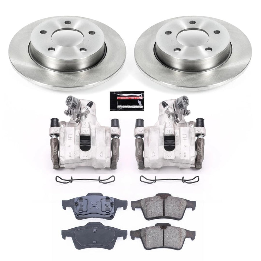 Power Stop KCOE124 Replacement Autospeciality Rear Caliper Kit- OE Rotors, Ceramic Brake Pads, Calipers For Mazda 3 2004-2005 [Model Specific]