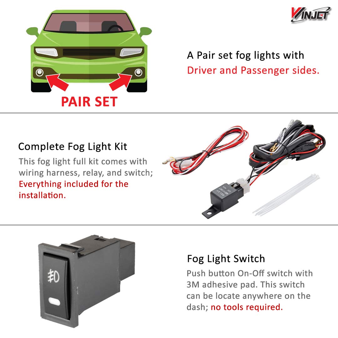 OEM Series Winjet for [2003 2004 2005 2006 2007 2008 Toyota Matrix/Pontiac Vibe] Driving Fog Lights + Switch + Wiring Kit