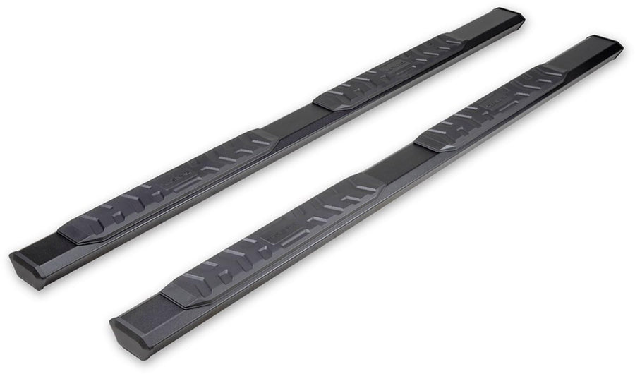 TrailFX AL4025B Nerf Bar, 4-1/2 Inch Hexagonal Straight, with Step Pads, Rocker Panel Mount, Powder Coated, Black, Aluminum, with Plastic End Caps/Bracket Covers, Fits 2024-2025 Ford Ranger
