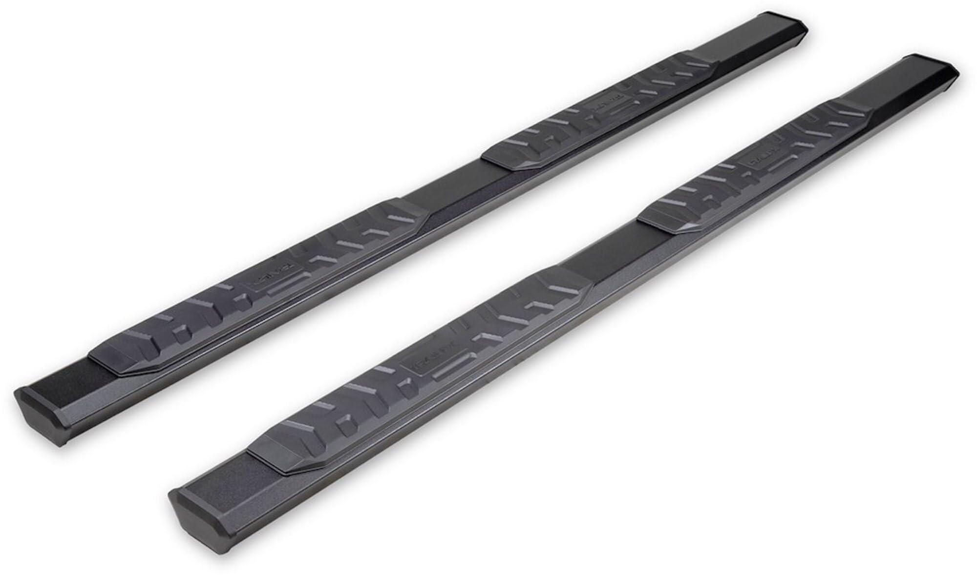 TrailFX AL4025B Nerf Bar, 4-1/2 Inch Hexagonal Straight, with Step Pads, Rocker Panel Mount, Powder Coated, Black, Aluminum, with Plastic End Caps/Bracket Covers, Fits 2024-2025 Ford Ranger