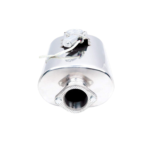 VAREX Muffler XFORCE VMK11-350 Universal Tunable, Oval Body 6" X 10", 15" Body Length, Center-In/Center-Out, 3.5" Flanged Inlet, 3.5" Single Wall Tip; Polished 304 Stainless Steel