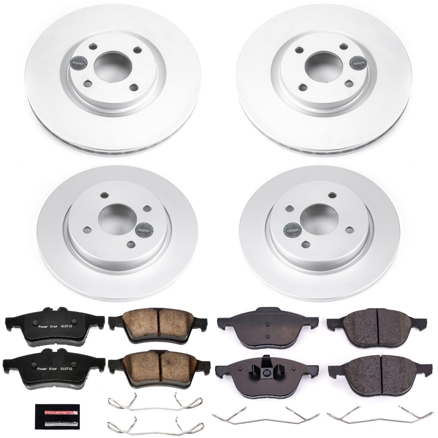 Power Stop Front and Rear CRK7911 Coated Brake Rotors and Z17 Ceramic Brake Pads Kit For Ford EcoSport 2018-2022 [Model Specific]