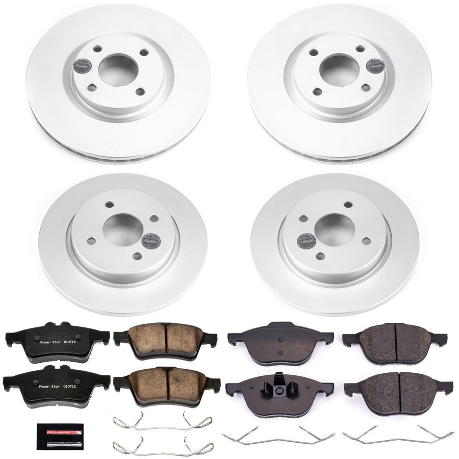 Power Stop Front and Rear CRK7911 Coated Brake Rotors and Z17 Ceramic Brake Pads Kit For Ford EcoSport 2018-2022 [Model Specific]