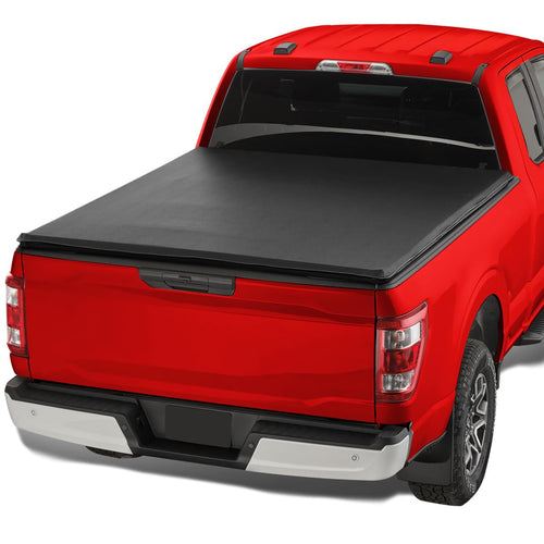Soft Quad Fold Tonneau Cover Spec-D Tuning Compatible with 2015-2023 Ford F-150 Regular/Super Cab/SuperCrew 78", 6.5FT Standard Bed