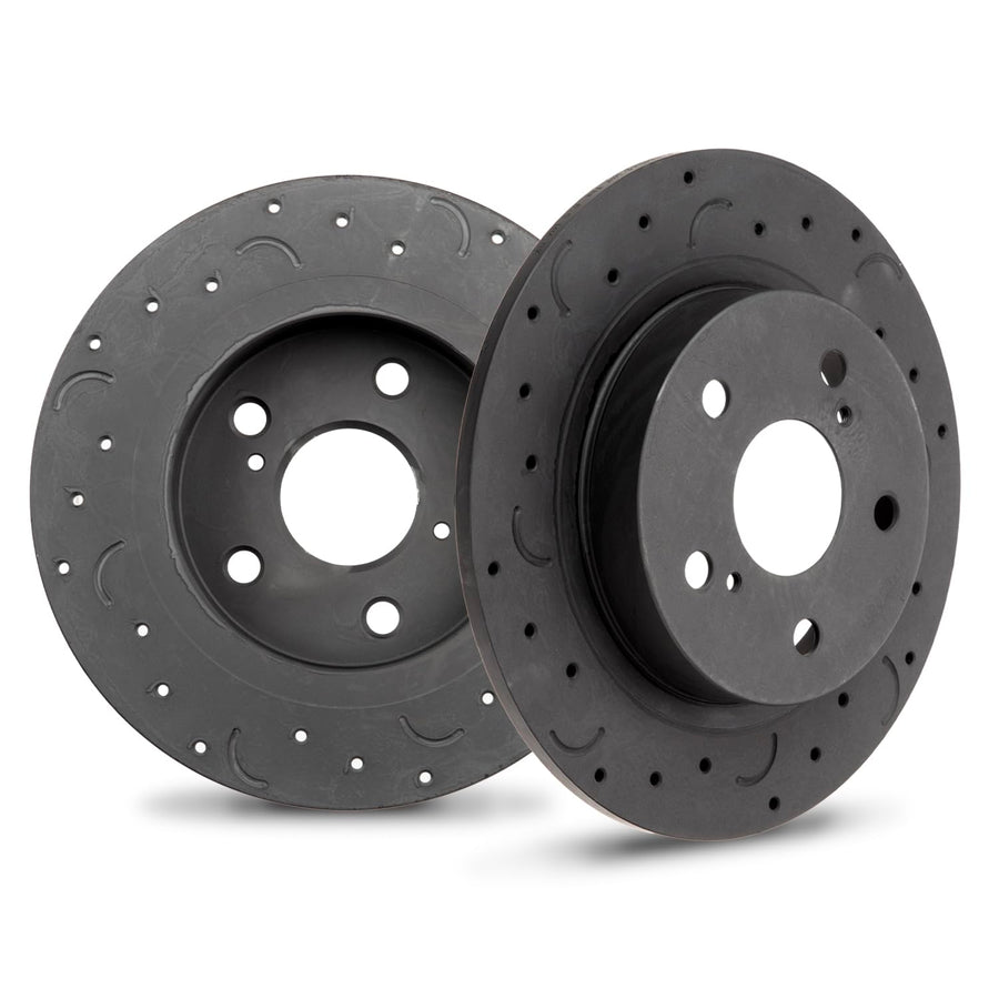 Talon Cross-Drilled and Slotted Solid Rotor, Hawk Performance Brakes, 10.98 in. Diameter, 1.66 in. Height