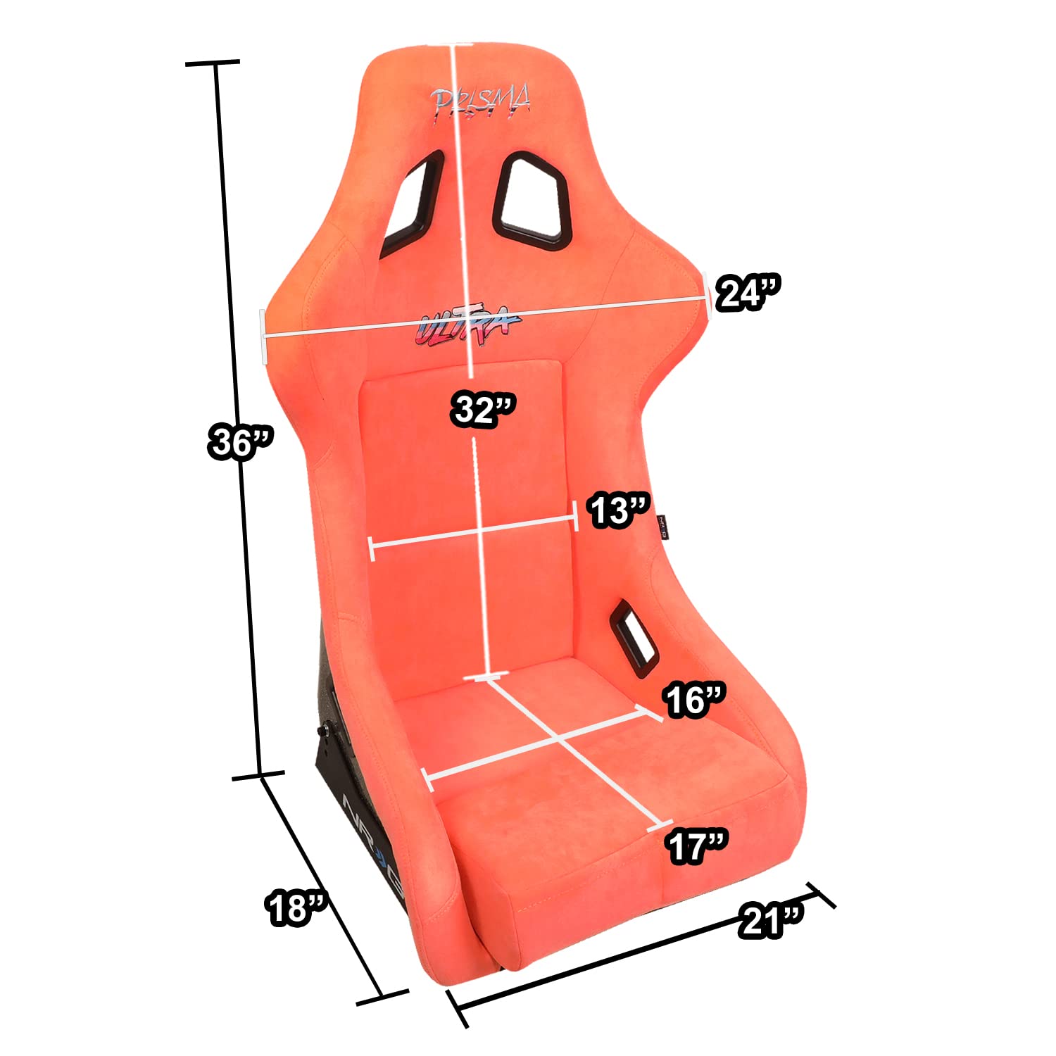 NRG Innovations Prisma NRG-FRP-302PH-ULTRA Fixed Back Bucket Racing Seat with Bottom Mount Bracket, Peach Colored Seat/Gold Flake Back, 24" W X 36" H X 18" D
