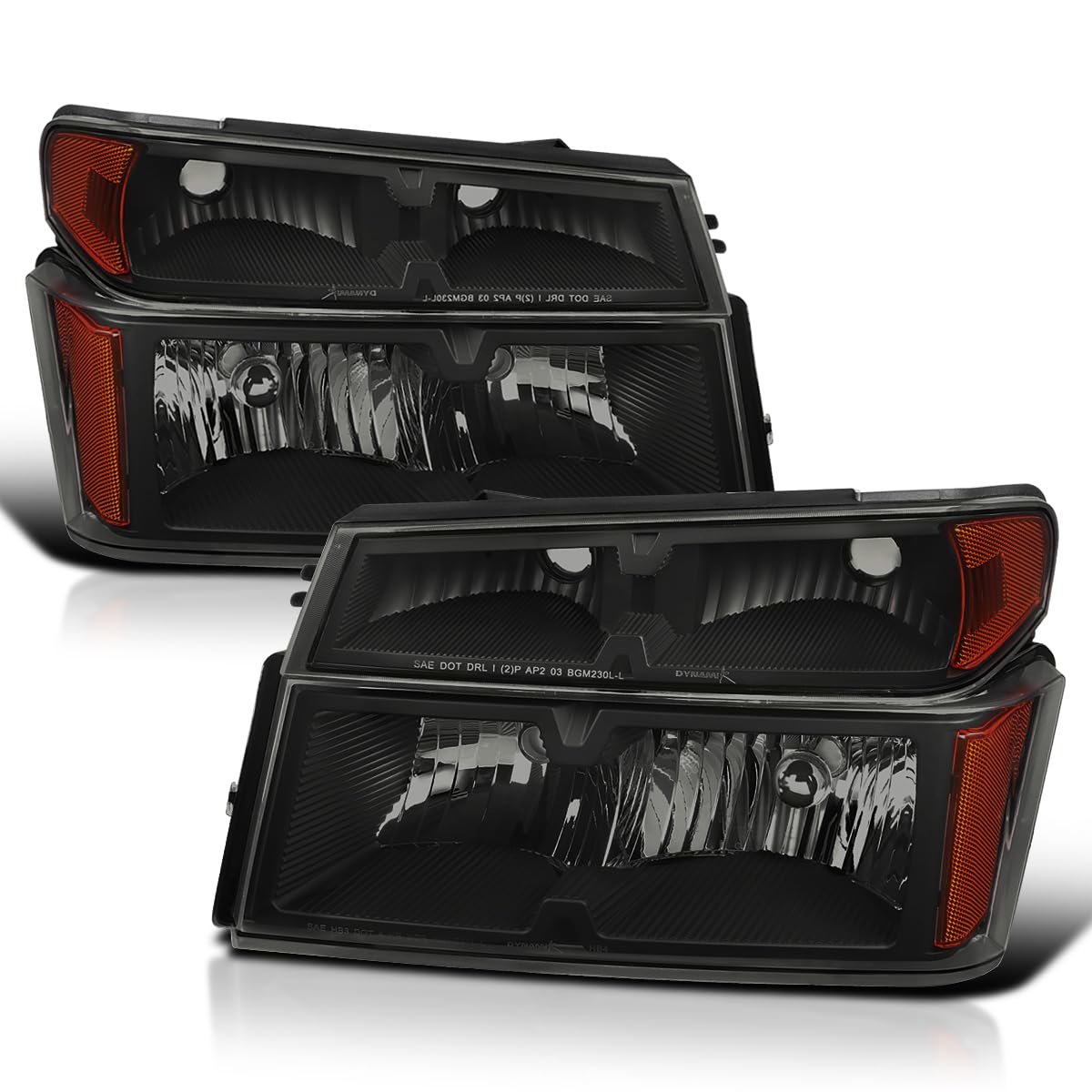 Black Smoke Headlights SPEC-D TUNING Compatible with 2004-2012 Chevy Colorado, GMC Canyon, 2006-2008 ISUZU I-Series Left + Right Assembly