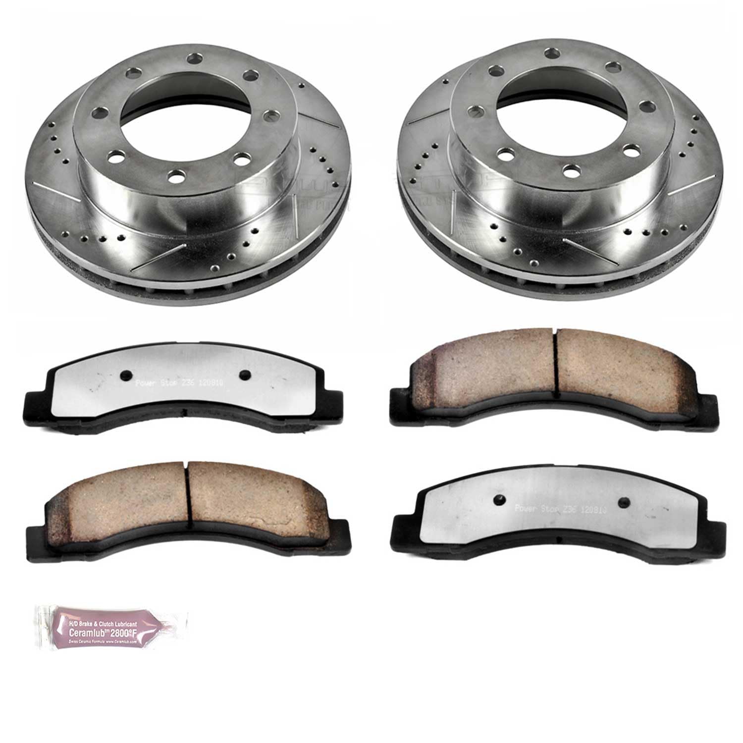 Power Stop K1885-36 Z36 Truck & Tow Front Brake Kit, Carbon Fiber Ceramic Brake Pads and Drilled/Slotted Brake Rotors