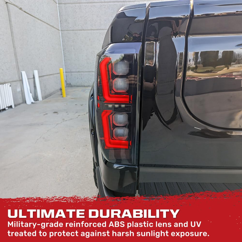 RECON - Ultra Bright Premium OLED Tail Lights Fits 19-25 Sierra 1500 & 20-23 Sierra 2500, 3500 Sleek Running Lights Startup Light Sequence (Replaces Factory/OEM LED) (SMOKED LENS)