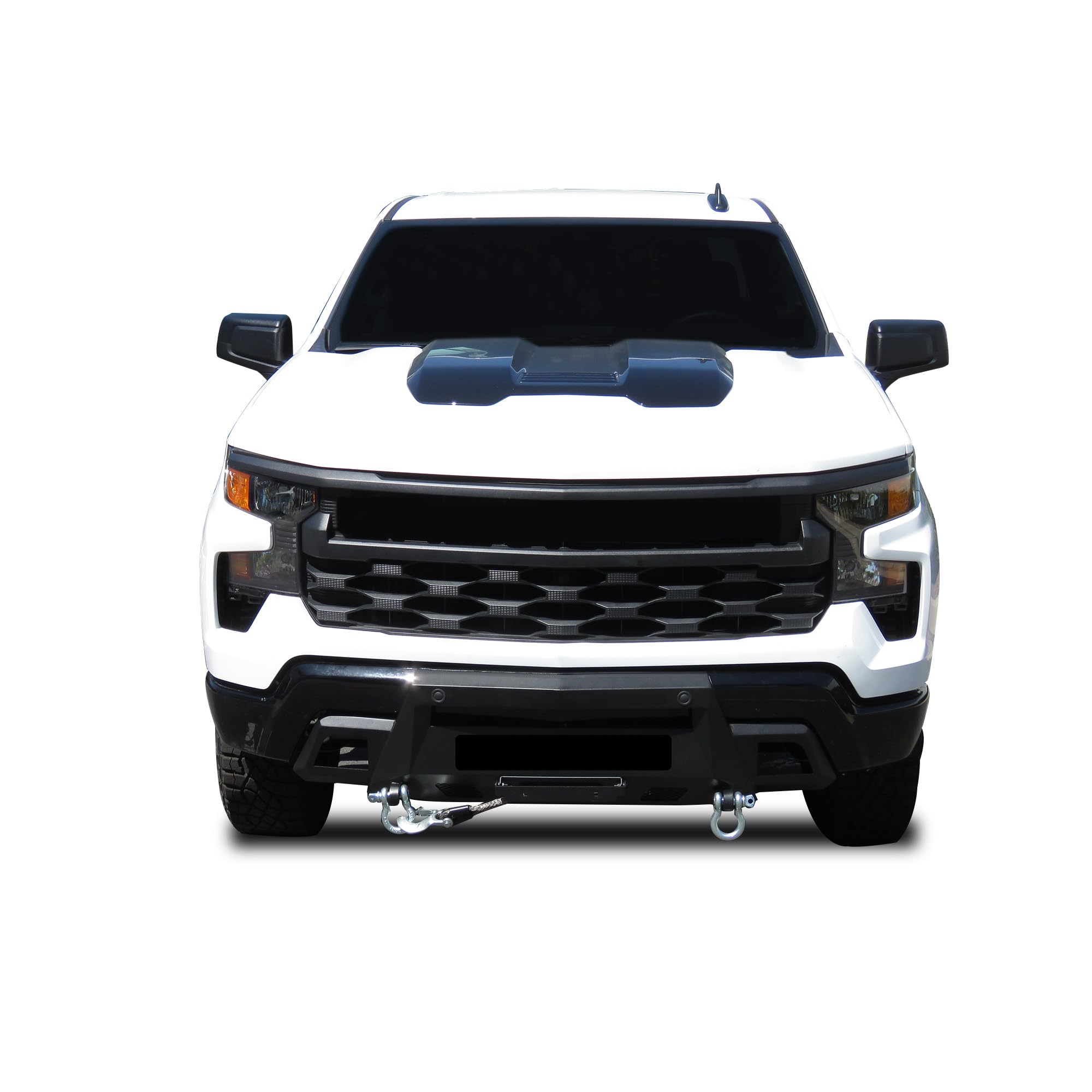 Heavy Duty Black Horse Armour III Front Winch Bumper with Winch Textured Black Compatible with 2022-2024 Chevrolet Silverado 1500-AR3HD06NL-W12