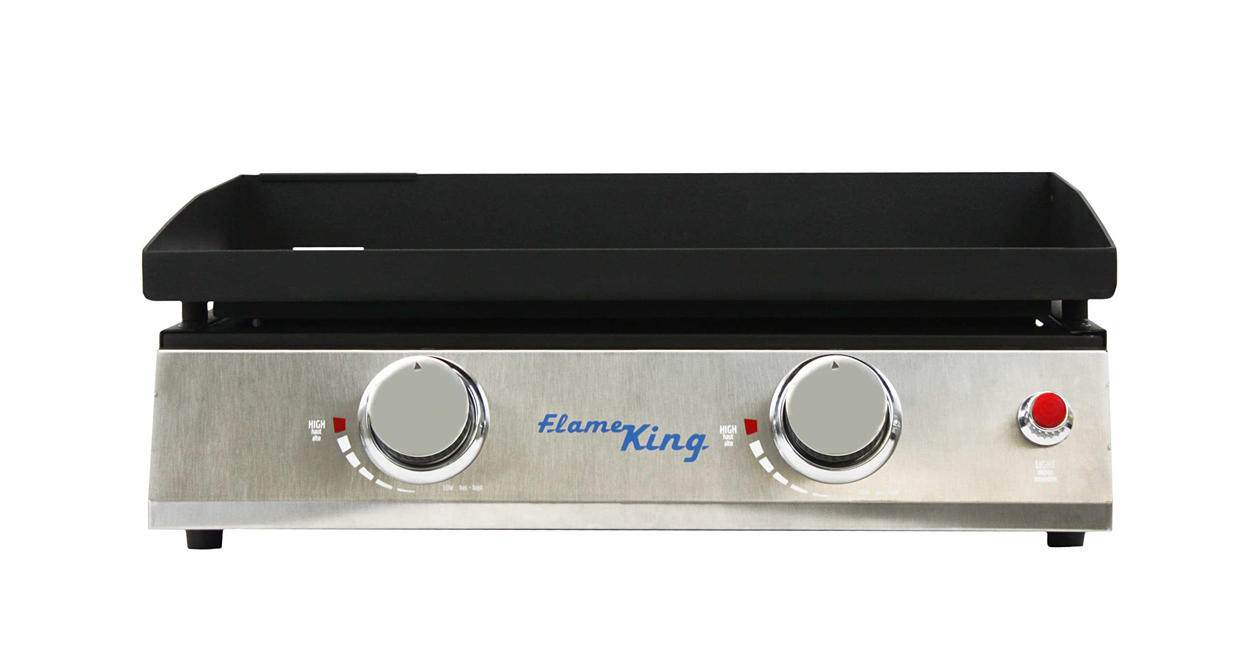 22-inch Flame King Double Burner Flat Top Griddle for Outdoor BBQ Grill, Portable Propane Gas Griddle for Camping and Tailgating