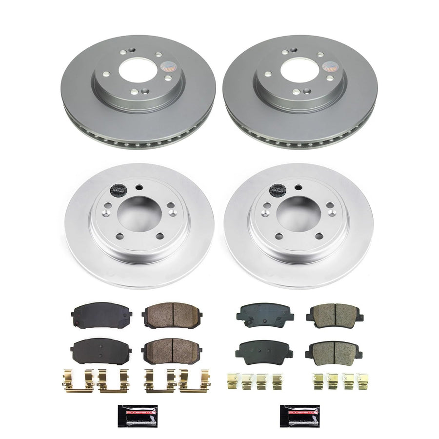 Power Stop CRK8808 Front and Rear Geomet Coated Brake Rotor and Pad Kit For Hyundai Elantra 2021-2023 [Model Specific]