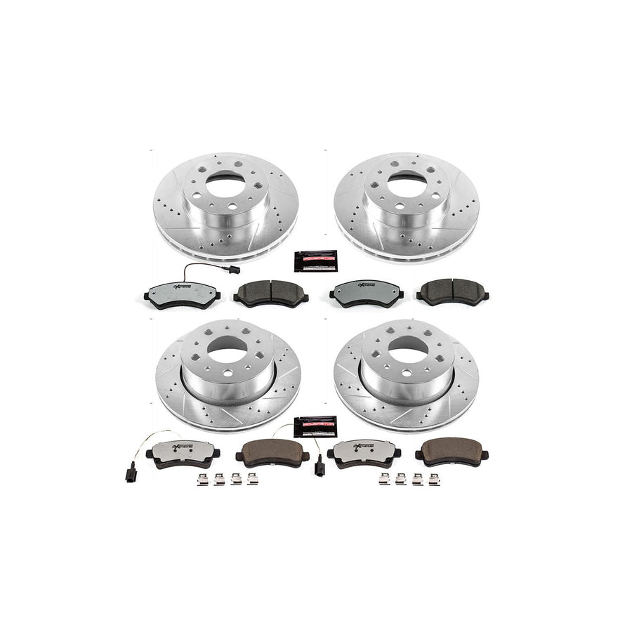 Power Stop Brake Kit Front and Rear For 2015 2016 2017 2018 2019 2020 2021 Ram ProMaster 1500 - Truck & Tow Carbon Fiber Ceramic Pads & Drilled and Slotted Rotors Replacement, K7305-36