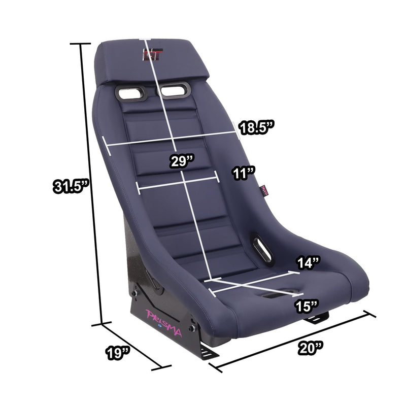 NRG Innovations GTS Retro Series PRI-150NVY Fixed Back Bucket Racing Seat with Side Mount Bracket, Navy PVC Leather, Silver Fiberglass back Sparkle Back