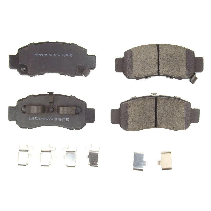 Front Brake Kit Power Stop For Honda Insight 2000-06 - Ceramic Brake Pads With Installation Hardware, 17-832