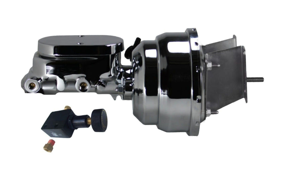 Compact-10 Series LEED BRAKES 8 Inch Dual Power Booster Kit With Adjustable Proportioning Valve Chrome