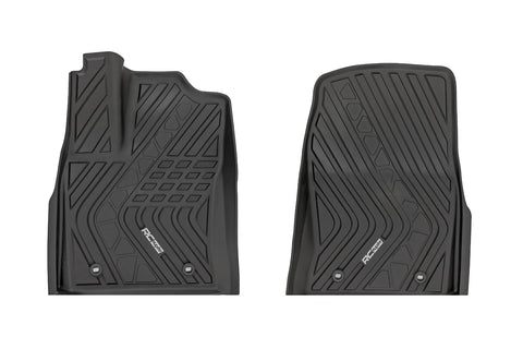 Rough Country Front Flex-Fit Floor Mats for Toyota Tundra (2022–2025) Crew Cab - Custom All-Weather Non-Slip TPE Liners w/Spill Saver Lip