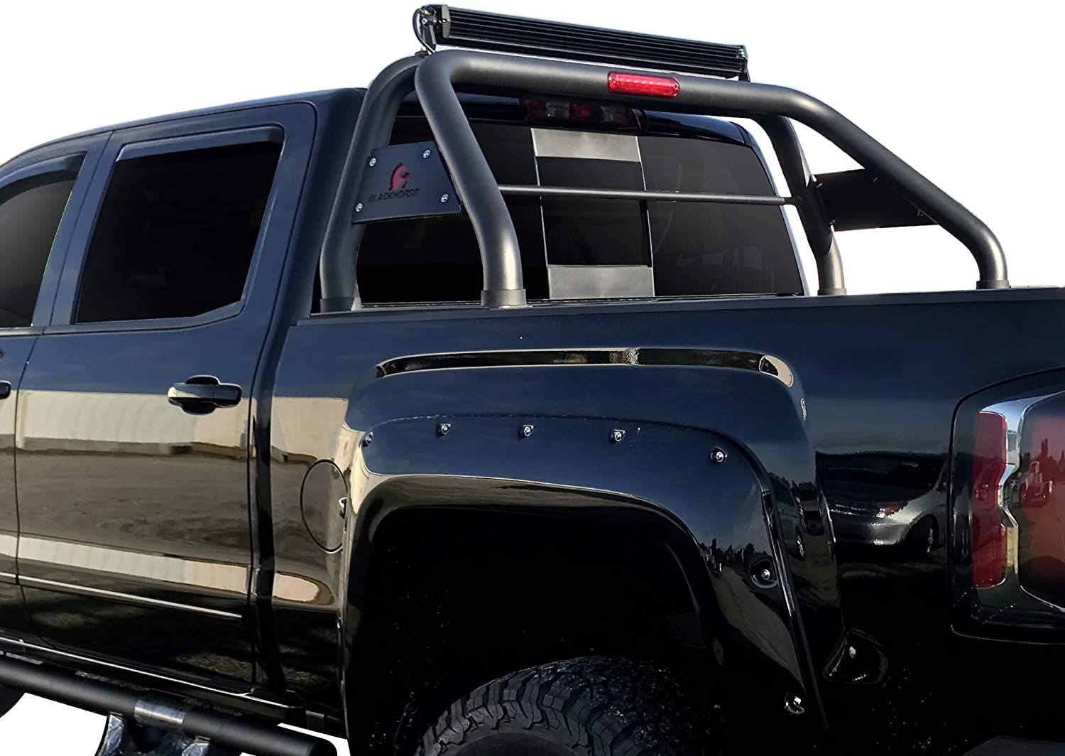 Roll Bar Universal for 1/2 Ton Trucks Compatible with GMC-Ford-Dodge-Toyota- Black Classic Roll Bar-RB001BK-KIT