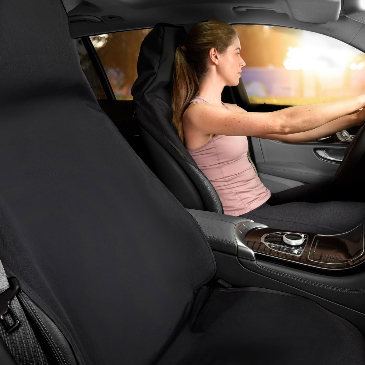 3D MAXpider Universal Custom Fit Car Seat Cover (Black) Waterproof Bucket Seat/Front Seat Protector, Anti-Slip, Washable, Fit Most Car, Sedan, SUV, Van, Truck - Seat Cover