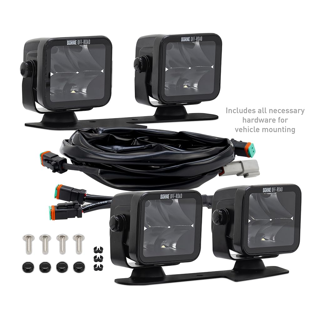 Off-Road Borne Ford Bronco Ditch Light Set (4) 3X3 Flood Upfit