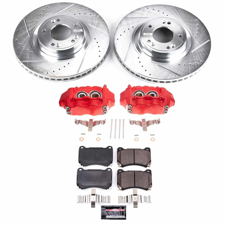 Power Stop Z23 KC5843, Front Brake Caliper Kit- Rotors, Carbon Ceramic Brake Pads, Calipers For Hyundai Genesis 2009-2014 [Model Specific]