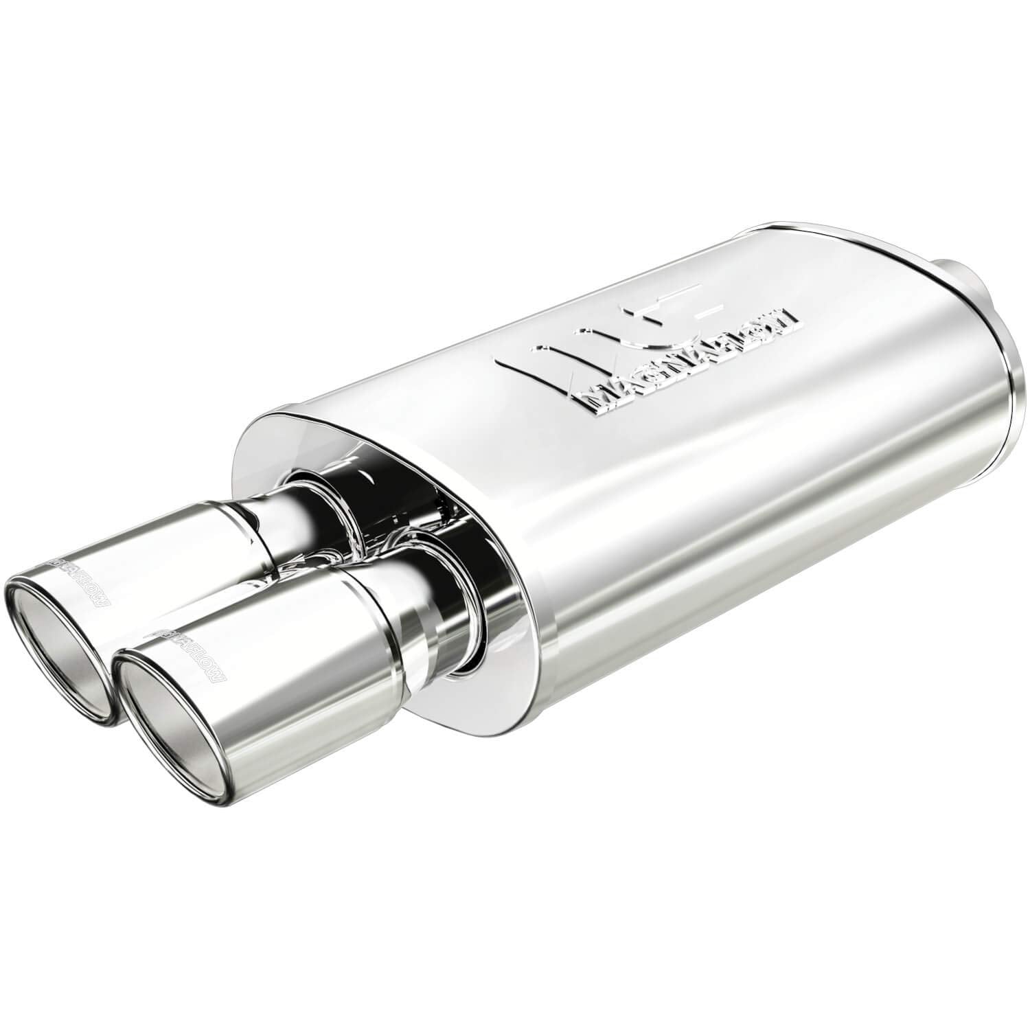 Performance MagnaFlow Exhaust Muffler 14862: 2.25"/3" Inlet/Outlet, 5x8x14" Oval, Stainless Steel, Brushed Finish