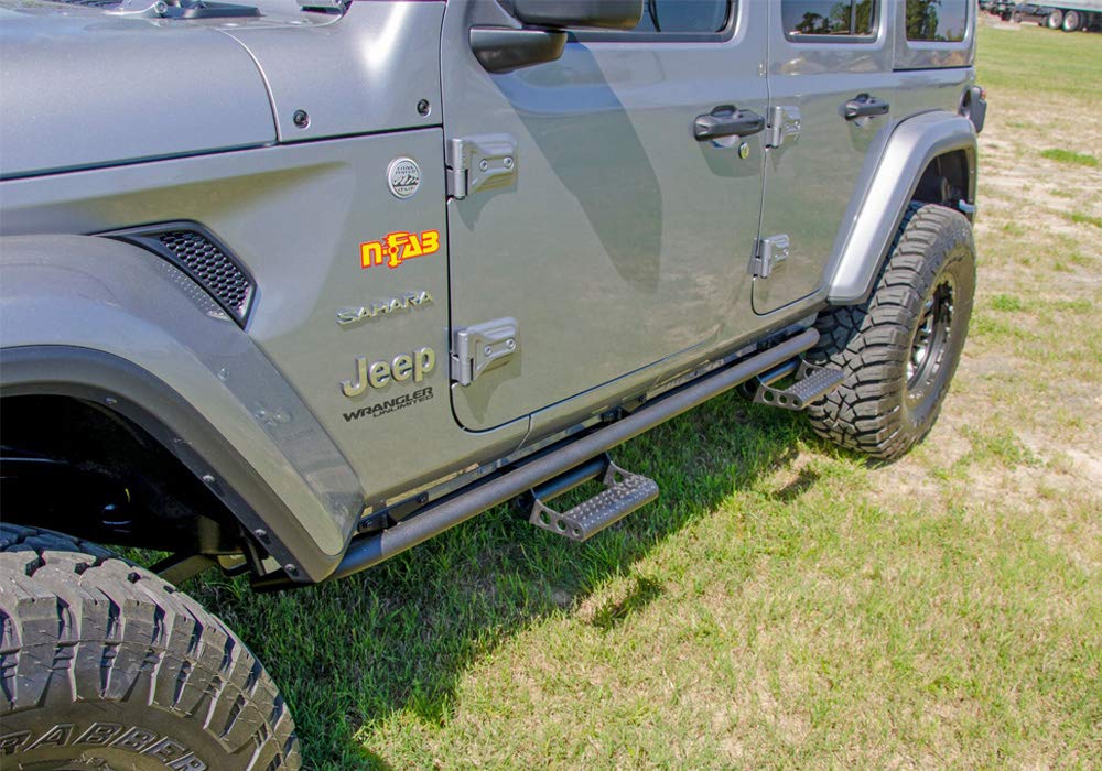 Textured Black N-Fab RKR Step System | J184RKRS4 | Fits 2018-2022 Jeep Wrangler JL 4 Door SUV, SRW Gas