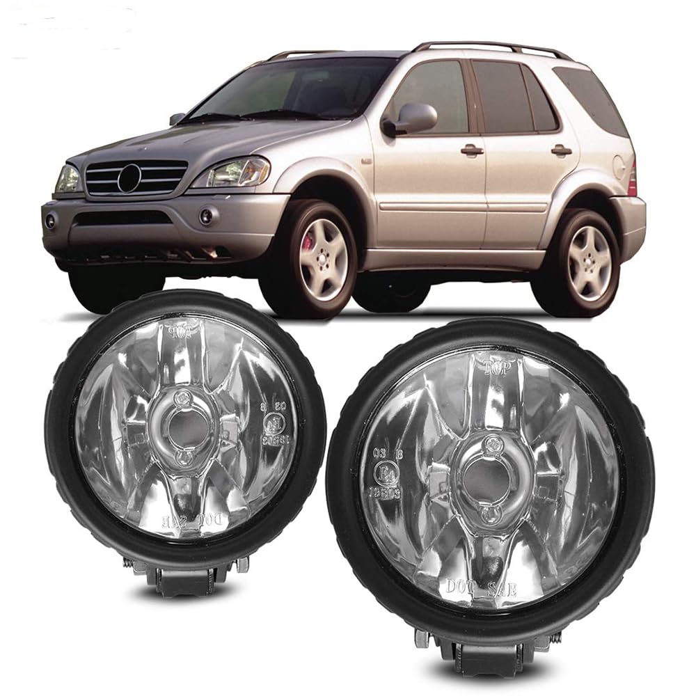 Winjet Series OEM for [1998 1999 2000 2001 2002 2003 2004 2005 Mercedes-Benz] ML320 ML350 ML430 ML500 Driving Fog Lights Black Housing Clear Lens