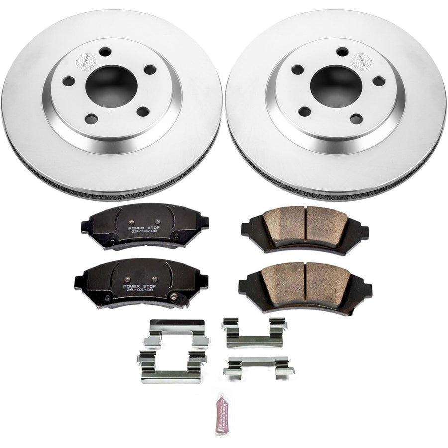 Power Stop CRK5137 Brake Rotor Coated and Ceramic Brake Pads- Front For Buick LeSa, Buick Park Ave, Cadillac DeVi, Chevrolet Imp, Chevrolet Monte Ca, Pontiac Bonnev [Model Specific]