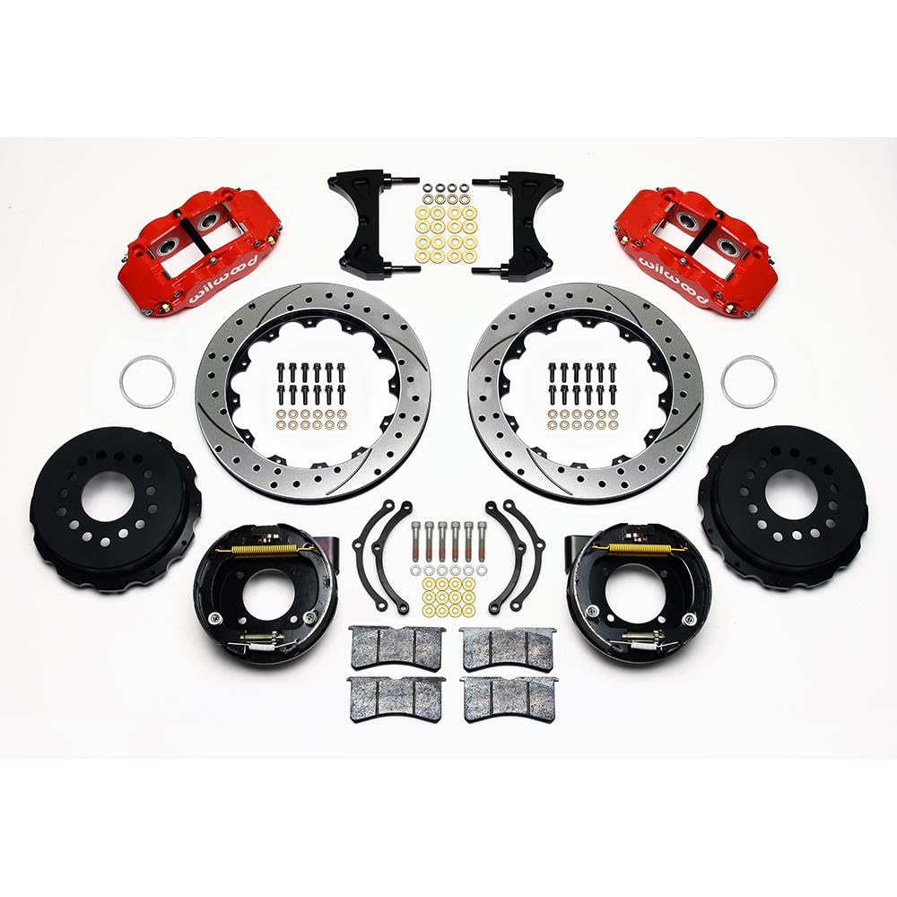 Rear P-Brk Kit, FNSL4R, 12.88", Drilled, Red