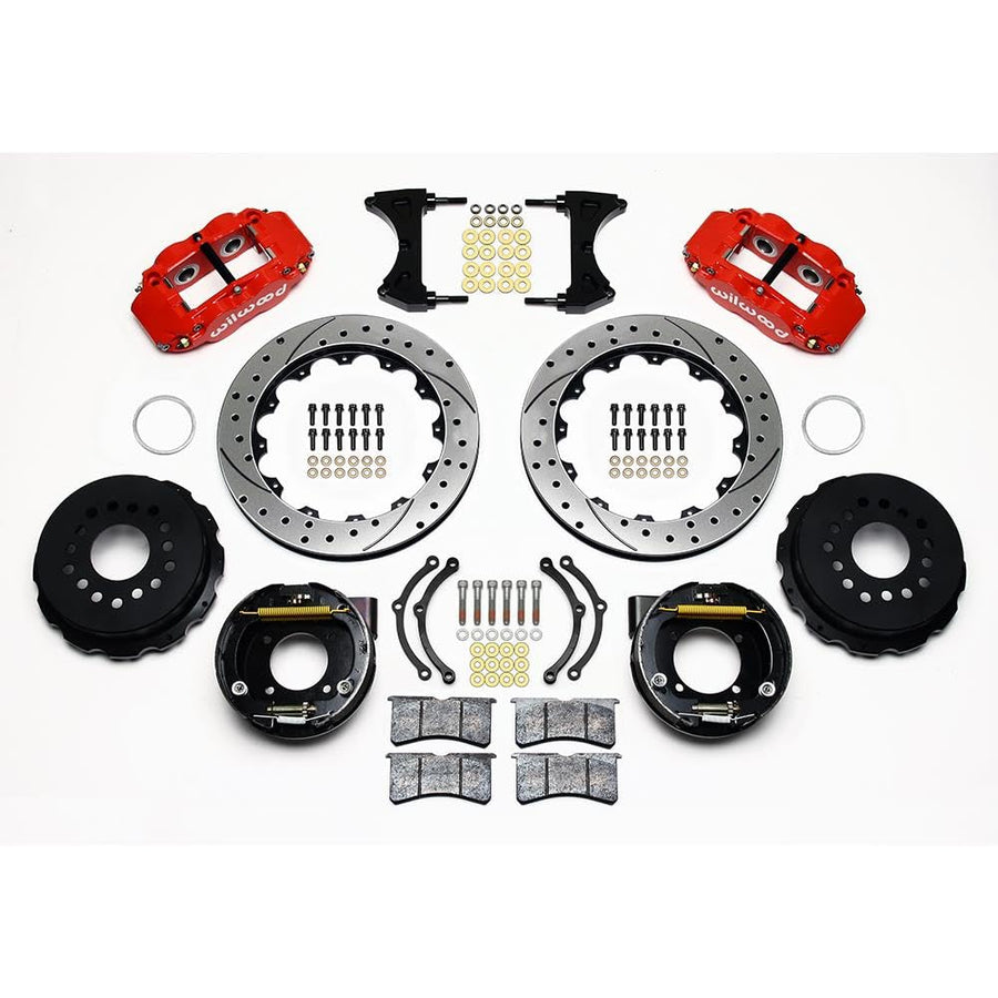 Rear P-Brk Kit, FNSL4R, 12.88", Drilled, Red