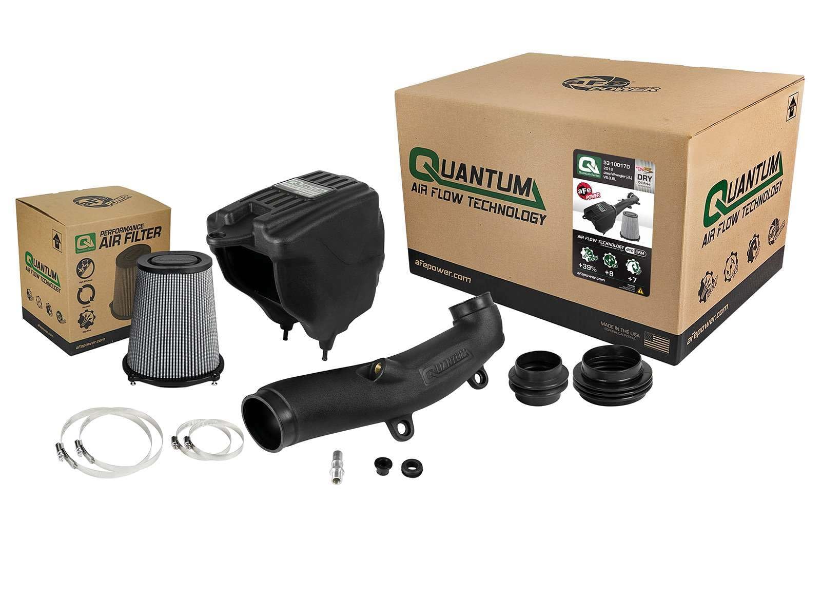 Cold Air Intake System aFe POWER QUANTUM w/Pro DRY S Filter, #53-10017D, Black